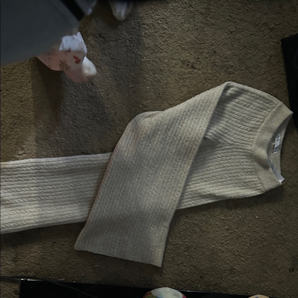 ZARA Cream Ribbed Knit pants